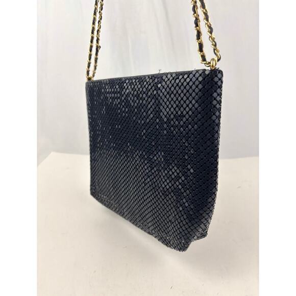 Vintage Dark Blue Metal Mesh Crossbody Bag 1980s - Picture 14 of 16